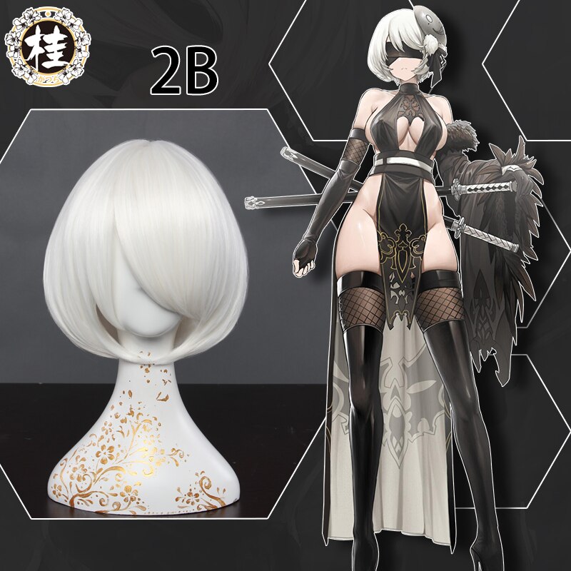 UWOWO Nier: 丶Ÿ 2B ڽ , 30cm Ű ȭƮ ª Ӹ